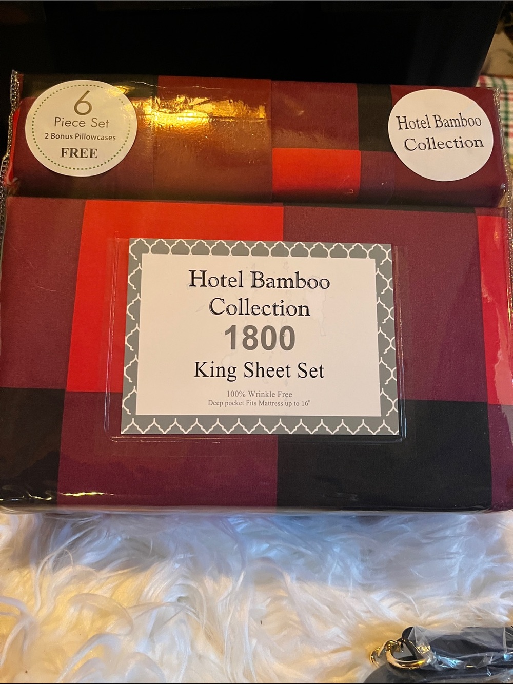 1800 King Sheet Set - Burgundy Plaid
